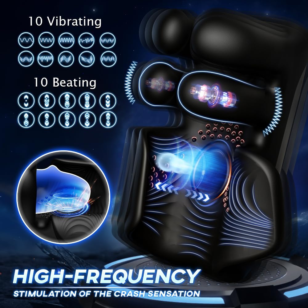 Male Masturbator Penis Training Male Vibrator with 10 Finger Massaging & Tapping & Vibrating Male Stroker Penis Trainer Glans Stimulator for Training & Prolong Endurance Adult Sex Toys & Game for Men