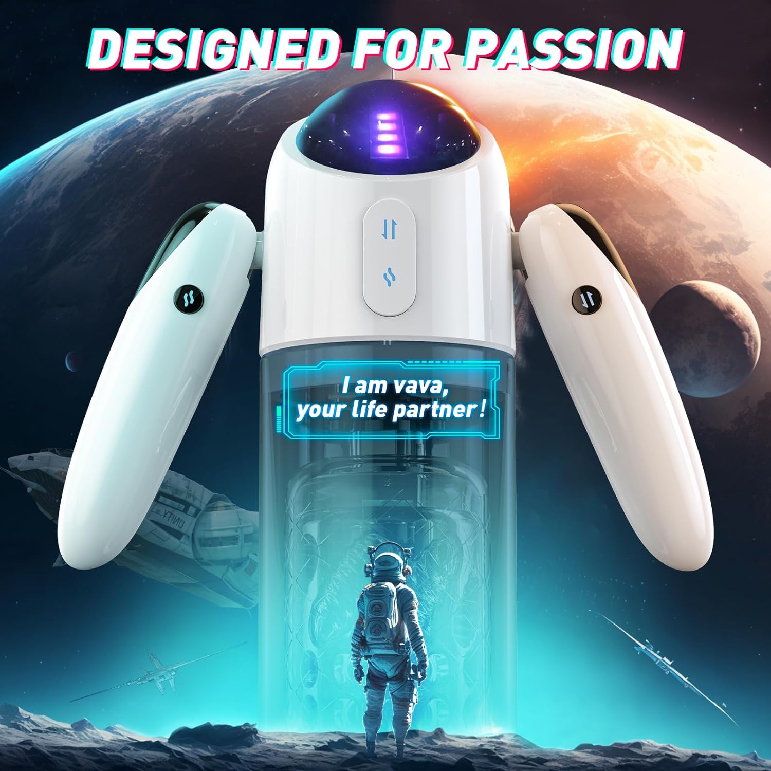 Automatic Male Masturbator Sex Toys for Men, Male Sex Toys with 4 Thrusting & 7 Rotation Modes, Pocket Pussy Male Stroker with 7 Color Ambient Lighting