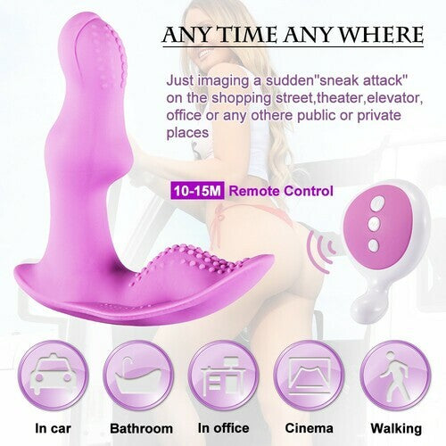 Silicone G-Spot Butterfly Remote Dildo Vibrating Wearable Vibrator