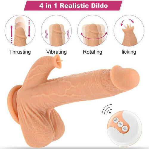 4 in 1 Clitoral Stimulation Suction Cup Realistic Dildo 9.80 Inch