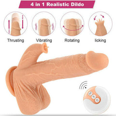 4 in 1 Clitoral Stimulation Suction Cup Realistic Dildo 9.80 Inch