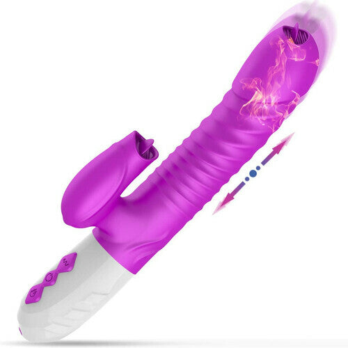 2 Tongues Thrusting Heating Vibrations G-Spot Vibrator