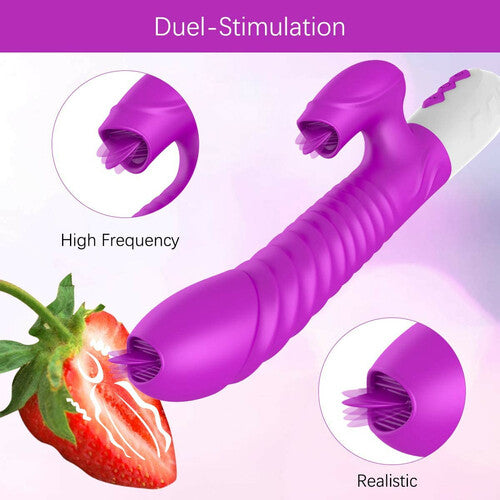 2 Tongues Thrusting Heating Vibrations G-Spot Vibrator