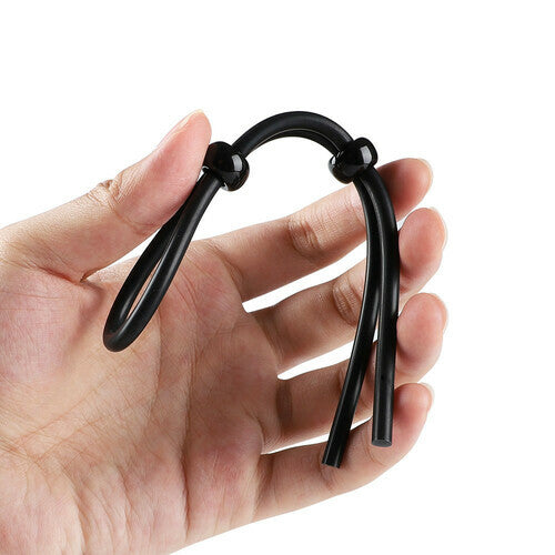 Adjustable Black Silicone Lasso Cock Ring