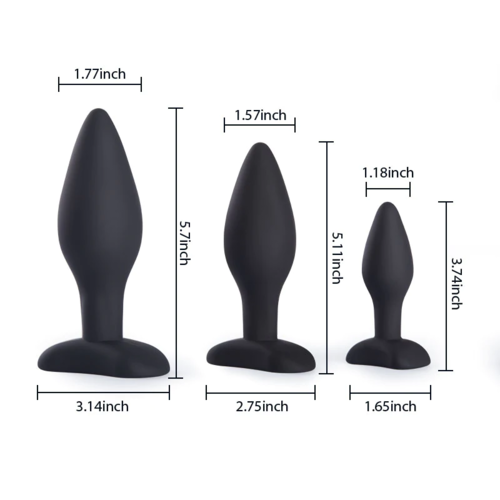 Pleasure Anal Training Silicone Classic Butt Plugs Set (3 Pieces)