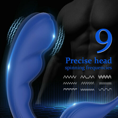 Blue Wing Head Spinning Bead Vibrating Prostate Massager