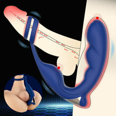 Blue Wing Head Spinning Bead Vibrating Prostate Massager