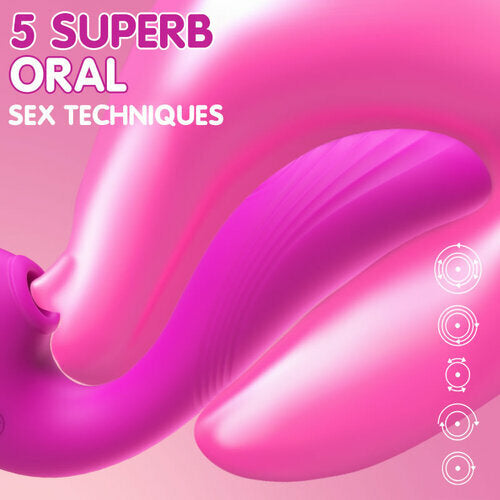 TRIPLE AROUSAL 10 Vibrating 5 Flapping Sucking Clitoral Licking and G Spot Vibrator