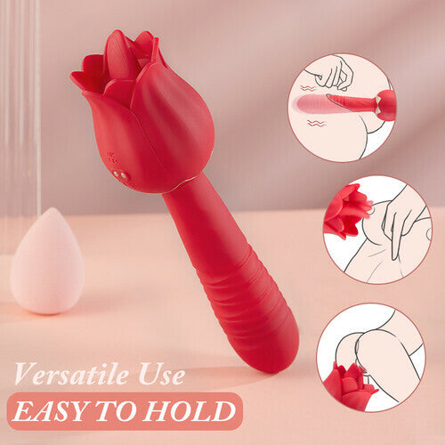 Rose Low Noise 5 Thrusting & Vibrating 7 Tongue Licking Vibrator