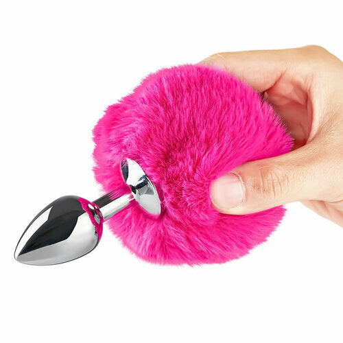 Metal Pink Hairball Base Butt Plug for Experienced Men or Women 5.51 Inch