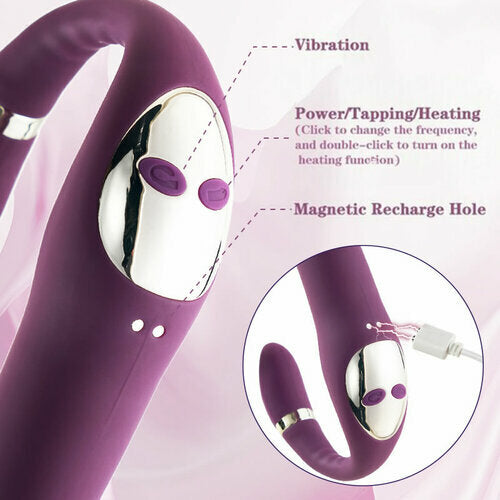 3 IN 1 Elegant G-Spot Heating Vibrator Clit Rubbing Massager