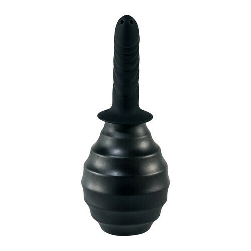 Black Curved Tip Ribbed Bulb Anal Douche