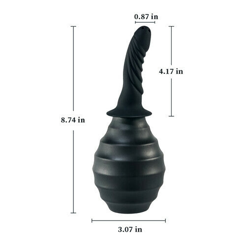 Black Curved Tip Ribbed Bulb Anal Douche