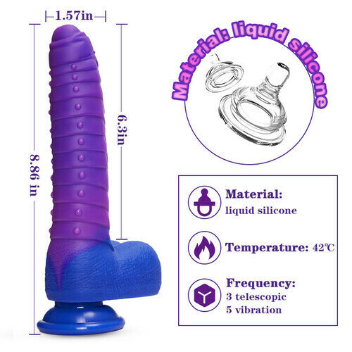 Carl-Caterpillar Color-changing Intelligent Heating 3 Thrusting 5 Vibrating Monster Dildo 9 Inch